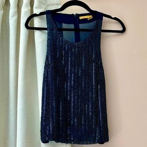 Alice + Olivia Beaded Sequin Silk Tank - Size XS
